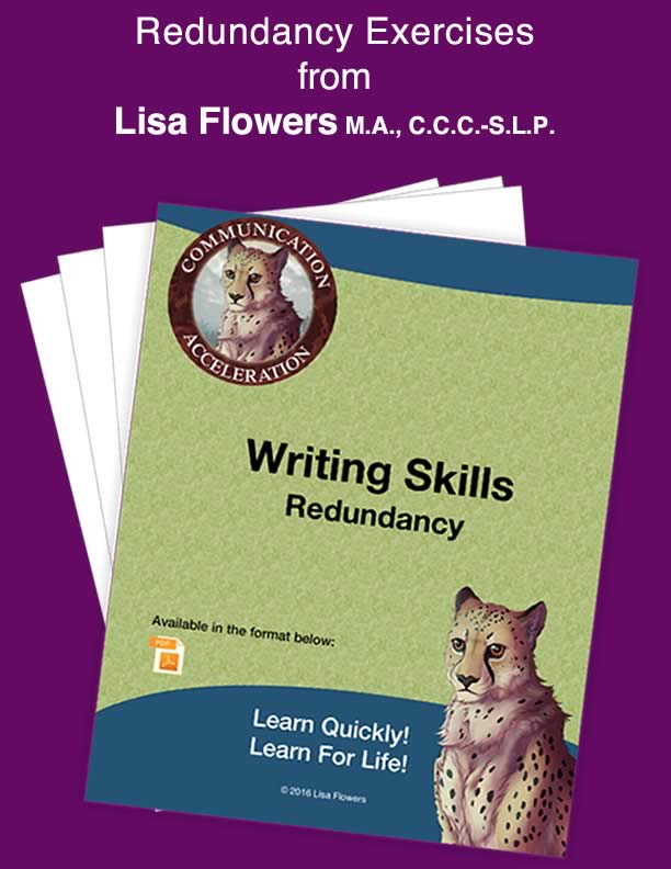 Writing skills worksheet Redundancy by Speech Language Pathologist Lisa Flowers